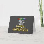 Silver Menorah Rainbow Flames Happy Hanukkah Feestdagen Kaart (Voorkant)