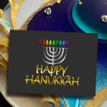 Silver Menorah Rainbow Flames Happy Hanukkah Feestdagen Kaart<br><div class="desc">Vakantiegerelateerde items ontworpen door Umua. Gedrukt en verzonden door Zazzle of hun gelieerde ondernemingen.</div>