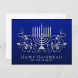 Silver Menorah Swirl Ornament Happy Hanukkah Briefkaart<br><div class="desc">Silver Menorah Swirl Ornament Happy Hanukkah</div>