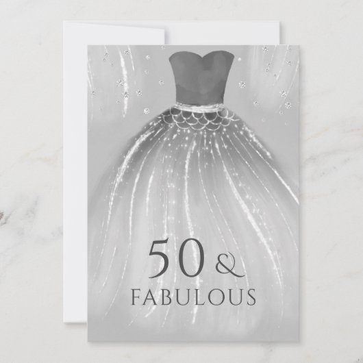 Silver Mermaid Dress 50 & Fabulous 50th Birthday Kaart (Voorkant)