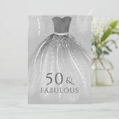 Silver Mermaid Dress 50 & Fabulous 50th Birthday Kaart (Staand voorkant)
