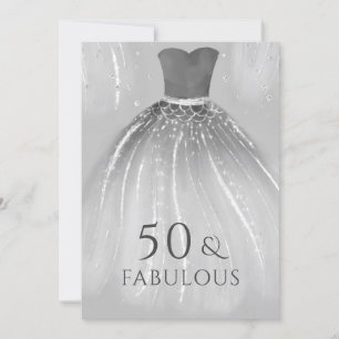 Silver Mermaid Dress 50 & Fabulous 50th Birthday Kaart