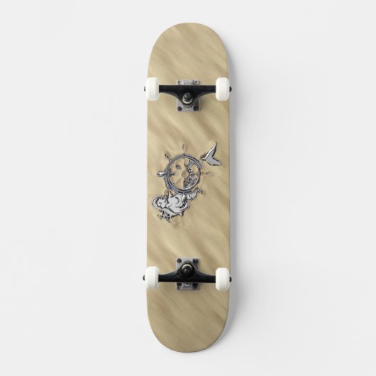 Silver Mermaid in het zand Decor Skateboard (Voorkant)