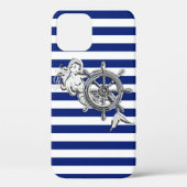 Silver Mermaid op Nautical Stripes Case-Mate iPhone Case (Achterkant)