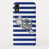 Silver Mermaid op Nautical Stripes Case-Mate iPhone Case (Achterkant)