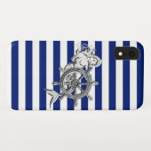 Silver Mermaid op Nautical Stripes Case-Mate iPhone Case (Achterkant (horizontaal))