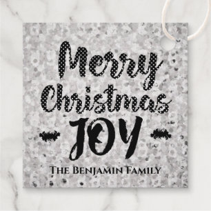 Silver Merry Christmas Joy Feestdagen Personaliser Bedankjes Labels
