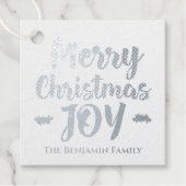 Silver Merry Christmas Joy Feestdagen Personaliser Bedankjes Labels (Voorkant)