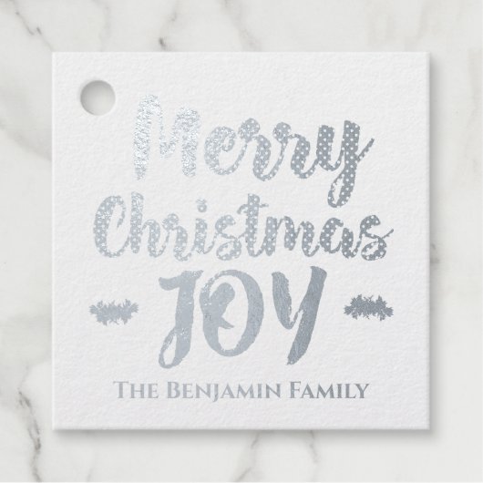 Silver Merry Christmas Joy Feestdagen Personaliser Bedankjes Labels (Voorkant)