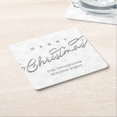 Silver Merry Christmas Script Custom Kartonnen Onderzetters (Schuin)
