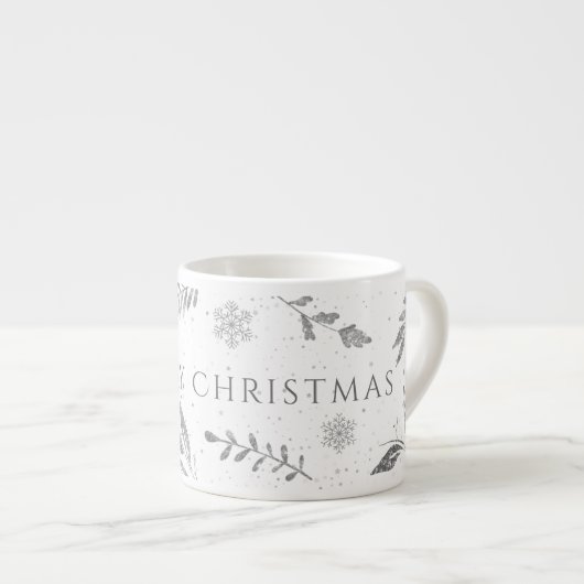 Silver Merry Christmas, Silver Leaves Espresso Kop (Voorkant rechts)