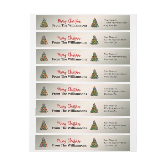 Silver Merry kerstbomen Return Address (Vel)