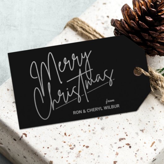 Silver Merry-kerstluxe zwart Cadeaulabel