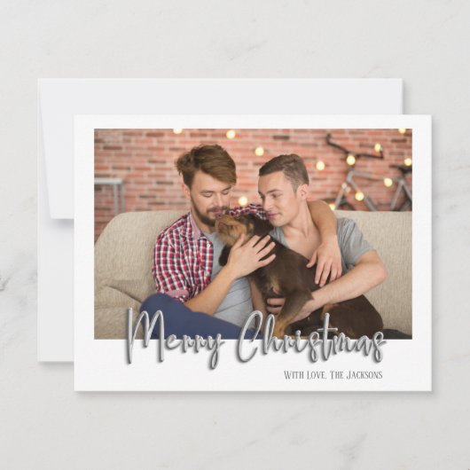 Silver Merry Kerstmis Bubble Letters Pset White Feestdagenkaart (Voorkant)