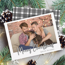 Silver Merry Kerstmis Bubble Letters Pset White Feestdagenkaart