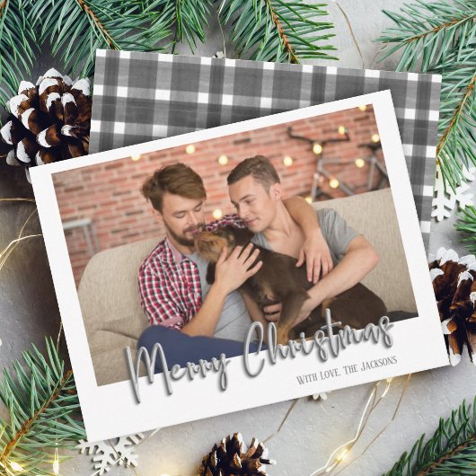 Silver Merry Kerstmis Bubble Letters Pset White Feestdagenkaart