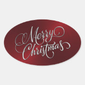 Silver Merry Kerstrode Sticker met reliëfdruk (Voorkant)