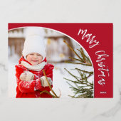 Silver Merry-kerstscript Folie Feestdagenkaart (Voorkant)