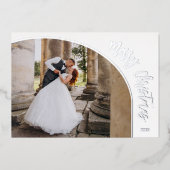 Silver Merry-kerstscript Folie Feestdagenkaart (Voorkant)