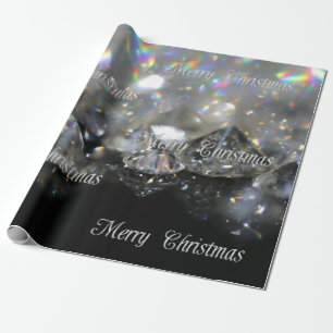 Silver Merry kersttekst Shiny Diamonds Black Cadeaupapier