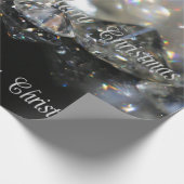 Silver Merry kersttekst Shiny Diamonds Black Cadeaupapier (Hoek)