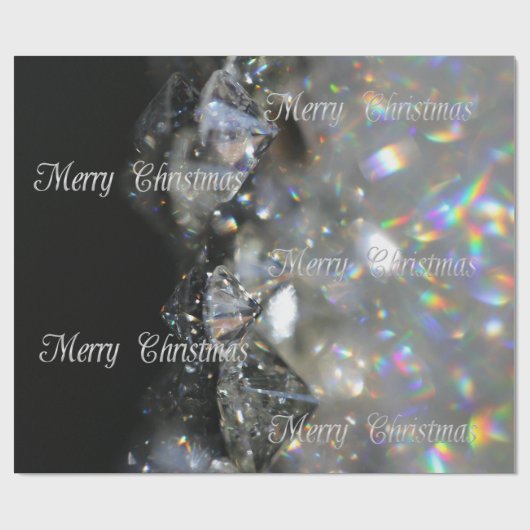 Silver Merry kersttekst Shiny Diamonds Black Cadeaupapier (Vlak)