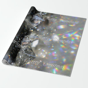 Silver Merry kersttekst Shiny Diamonds Black Cadeaupapier