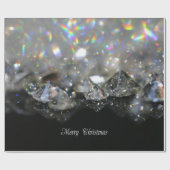Silver Merry kersttekst Shiny Diamonds Black Cadeaupapier (Vlak)