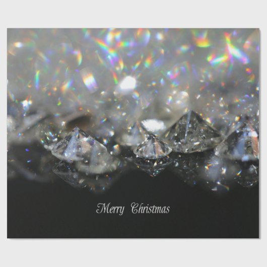 Silver Merry kersttekst Shiny Diamonds Black Cadeaupapier (Vlak)