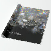 Silver Merry kersttekst Shiny Diamonds Black Cadeaupapier (Uitgerold)