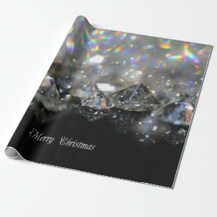 Silver Merry kersttekst Shiny Diamonds Black Cadeaupapier