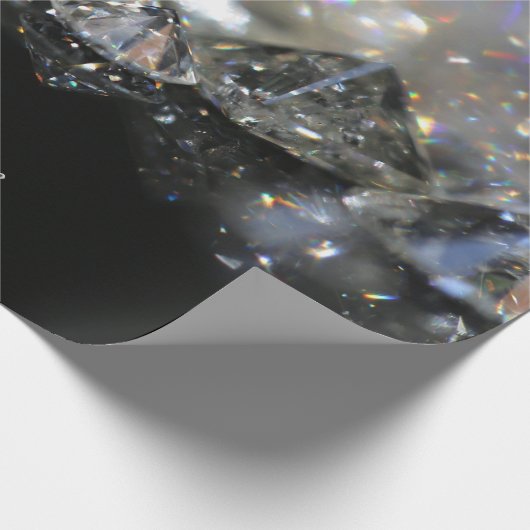 Silver Merry kersttekst Shiny Diamonds Black Cadeaupapier (Hoek)