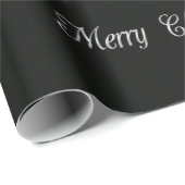 Silver Merry kersttekst Shiny Diamonds Black Cadeaupapier (Rol Hoek)