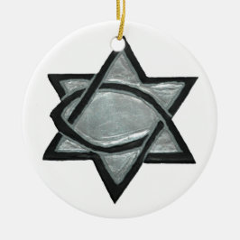 Silver Messianic Star Keramisch Ornament