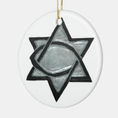 Silver Messianic Star Keramisch Ornament (Links)