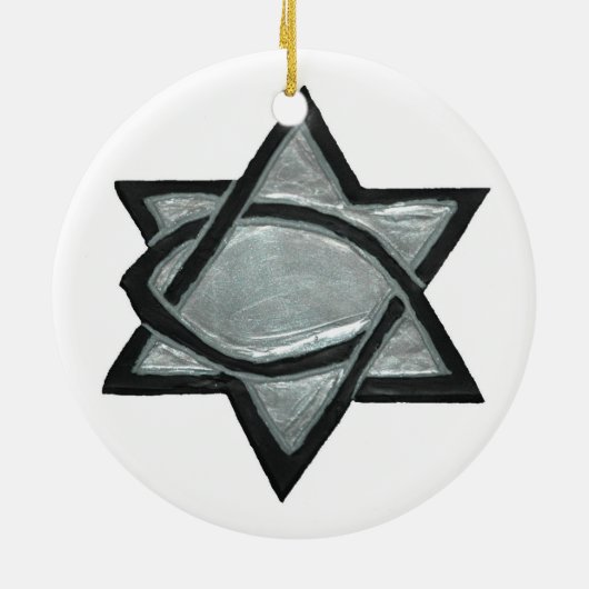 Silver Messianic Star Keramisch Ornament (Achterkant)