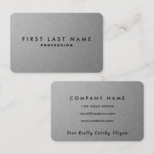 SILVER METAAL VISITEKAARTJE (Voorkant / Achterkant)