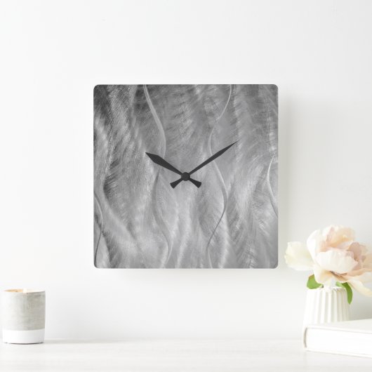 Silver Metal Abstract Vierkante Klok (Huis)