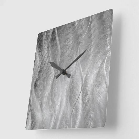 Silver Metal Abstract Vierkante Klok (Hoek)