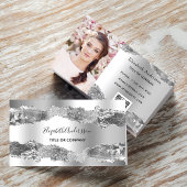 Silver metal agate marble QR code foto Visitekaartje