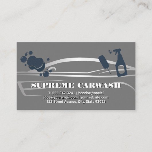 Silver Metal Auto Logo | Autowasgereedschap Visitekaartje (Voorkant)