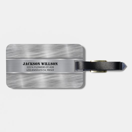 Silver Metal Bagagelabel (Achterkant horizontaal)