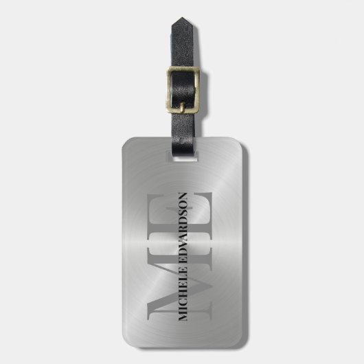 Silver Metal Bagagelabel (Voorkant verticaal)
