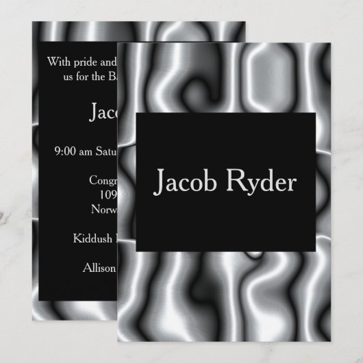 Silver Metal Bar Mitswa Uitnodigen Kaart (Voorkant / Achterkant)