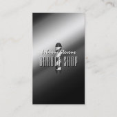 Silver metal barber pole barbershop visitekaartje (Voorkant)