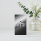 Silver metal barber pole barbershop visitekaartje (Staand voorkant)