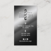 Silver metal barber pole barbershop visitekaartje (Achterkant)