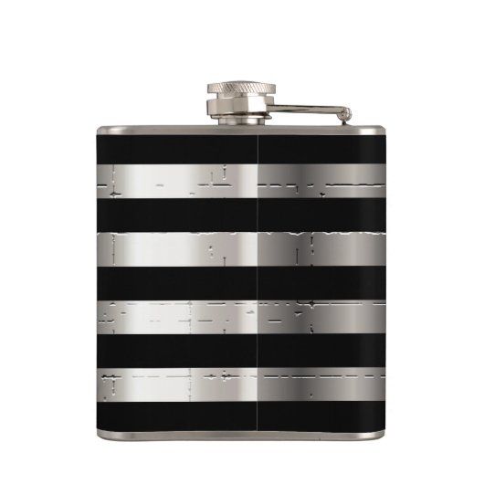 Silver Metal & Black Stripe | DIY-monogram Heupfles (Achterkant)