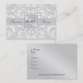 Silver Metal Damask Silver Ribbon Visitekaartje (Voorkant / Achterkant)