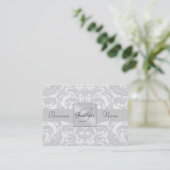 Silver Metal Damask Silver Ribbon Visitekaartje (Staand voorkant)